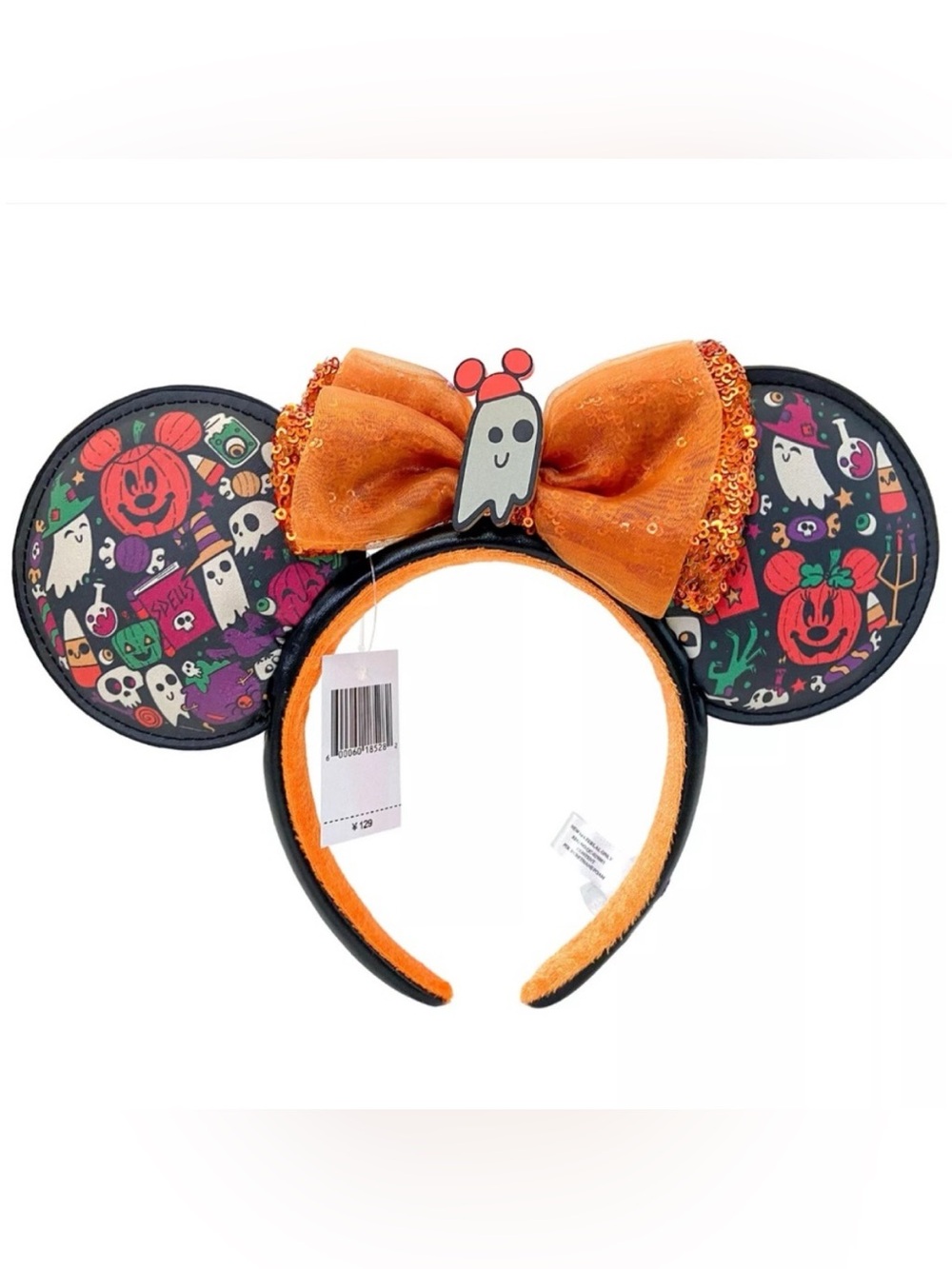 🎃NWT DISNEY PARKS Halloween Mickey Minnie Mouse Ears Sequin Bow Ghost NEW